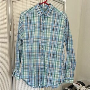 Vineyard Vines Blue and Green Plaid Shirt